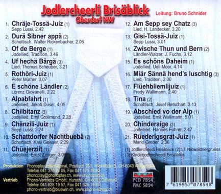 CD-Rückseite, Auflistung der Titel